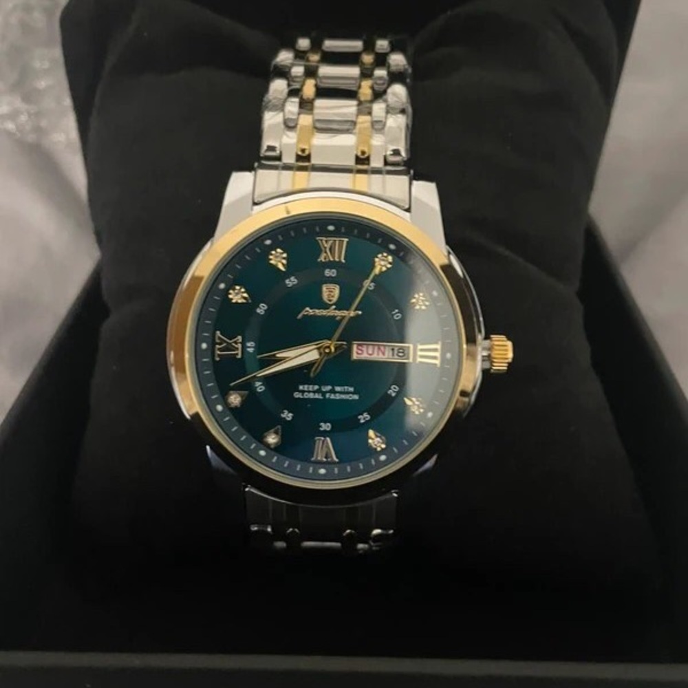 Boohoo Two-Tone Men's Watch with Green Dial